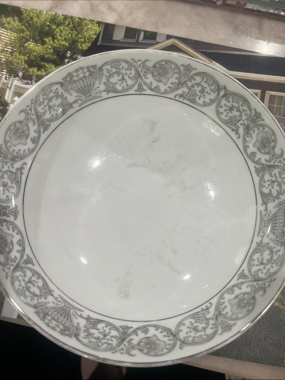 Rosenthal Glossy White Porcelain Bowl with Green Backstamp